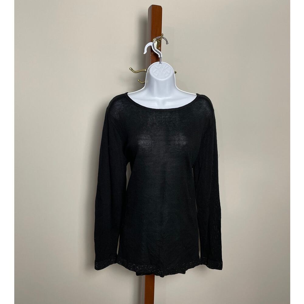 Apt. 9 Black Lightweight Slightly Sheer High‑Low Tunic Sweater Size L NWT